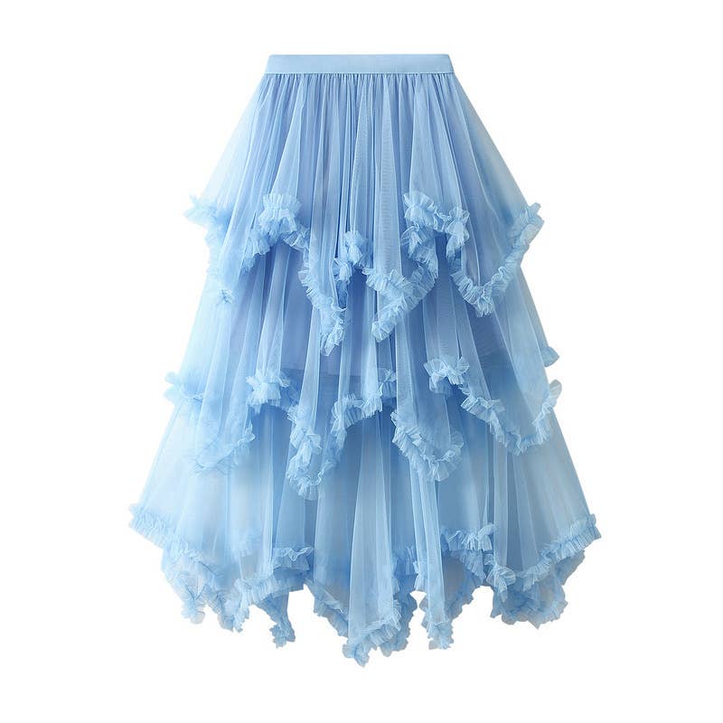 Miss Sparkling - Layered Mesh High Waist Skirt