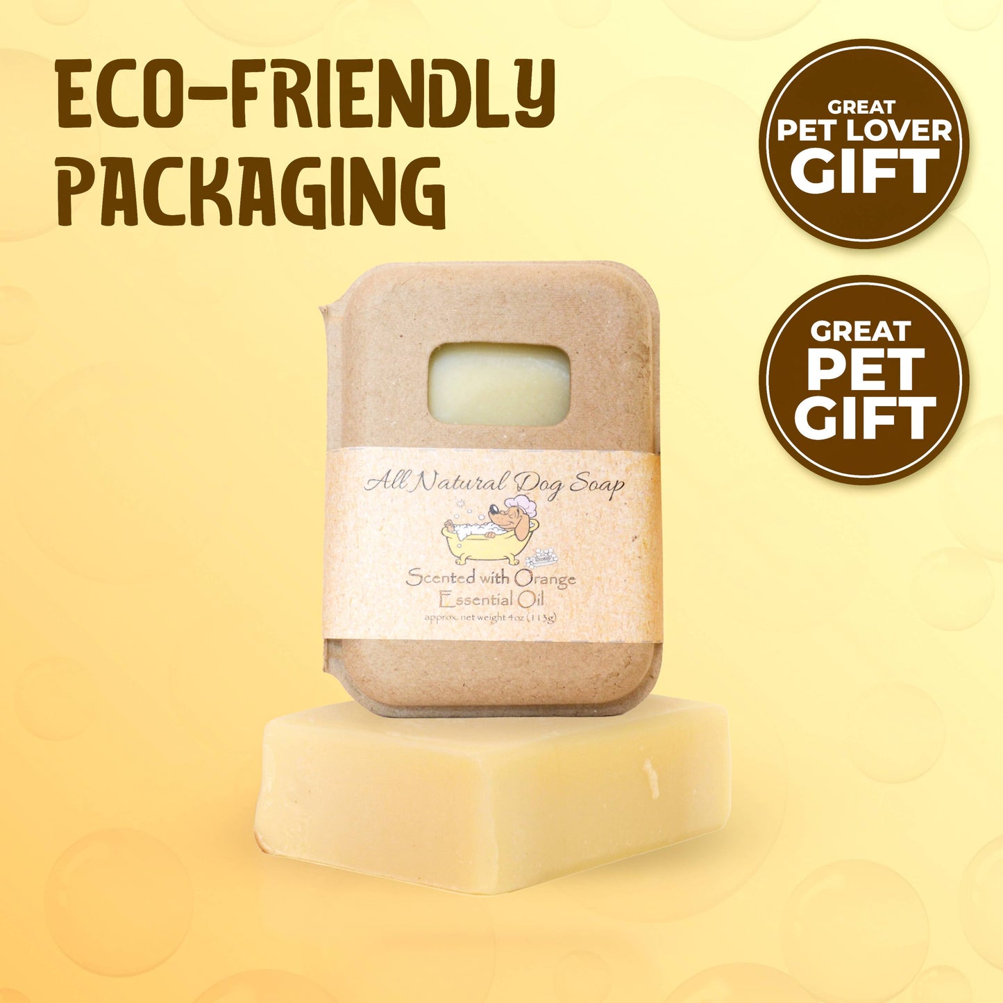 Delightfully Delicious Dog Treats - Orange Dog Shampoo Bar | Dog Soap Bar | Pet Shampoo Bar