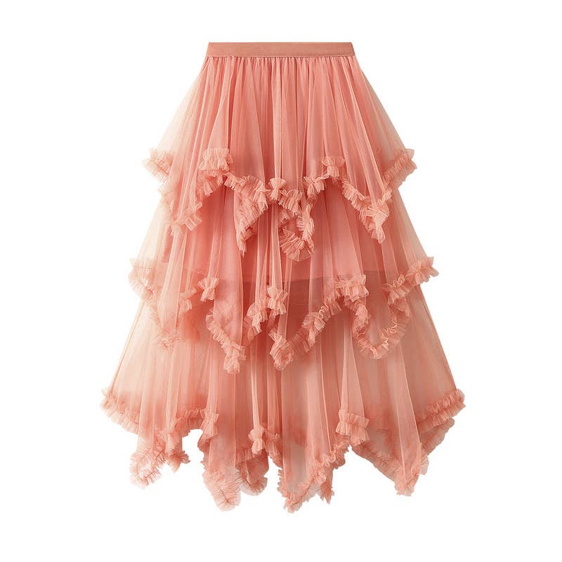 Miss Sparkling - Layered Mesh High Waist Skirt