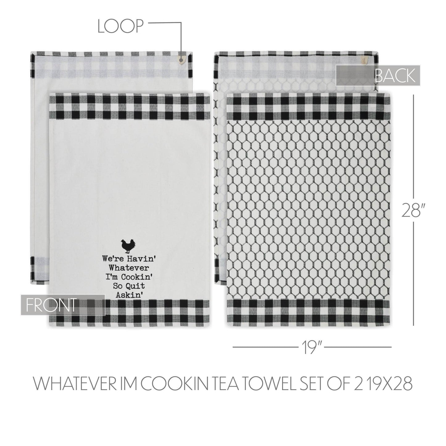 VHC Brands - Down Home Whatever I'm Cookin Tea Towel Set of 2 19x28