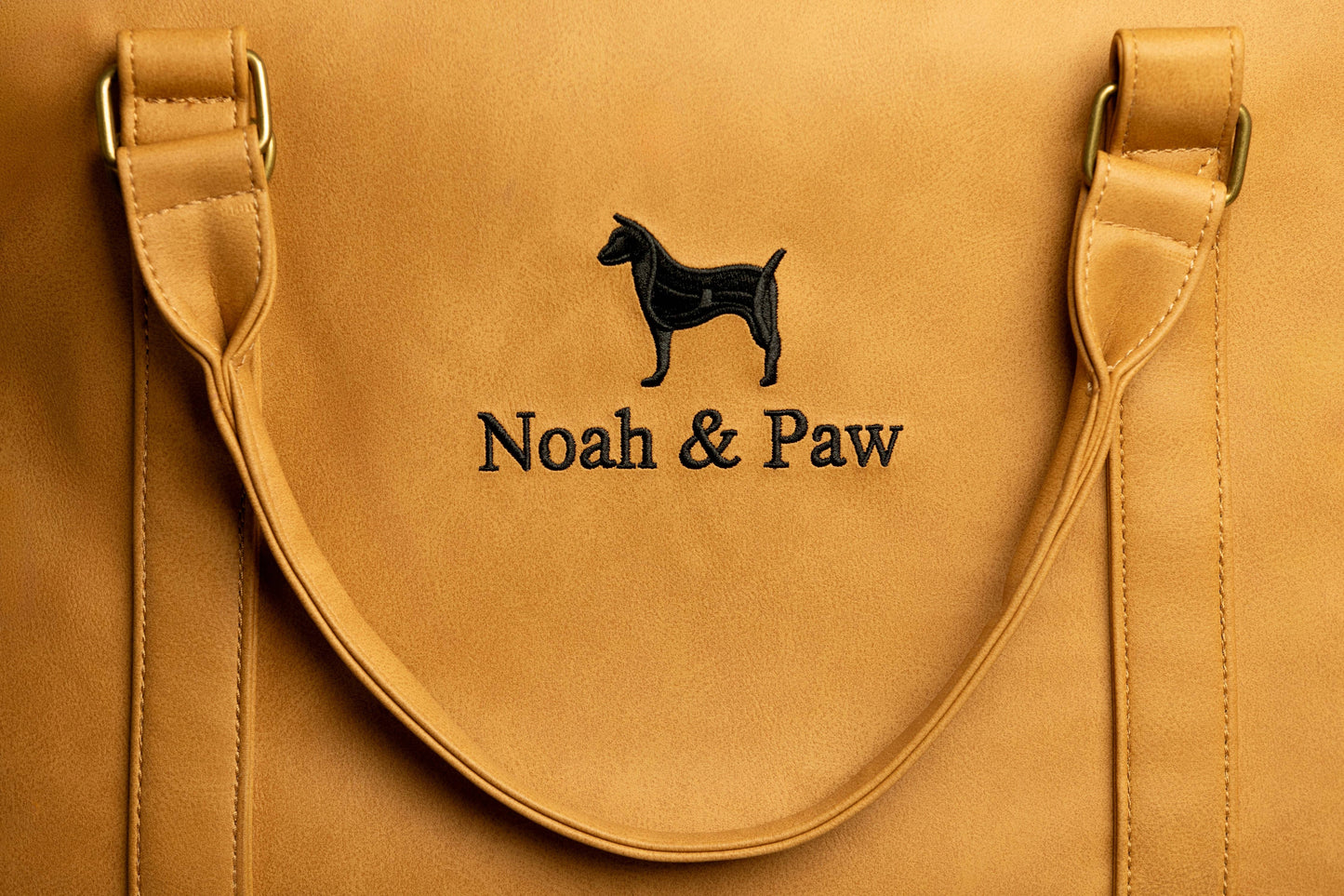 NOAH AND PAW LLC - Dog Car Seat Carrier Orthopedic Crushed Foam, Camel, Vegan Leather