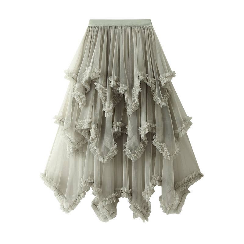 Miss Sparkling - Layered Mesh High Waist Skirt