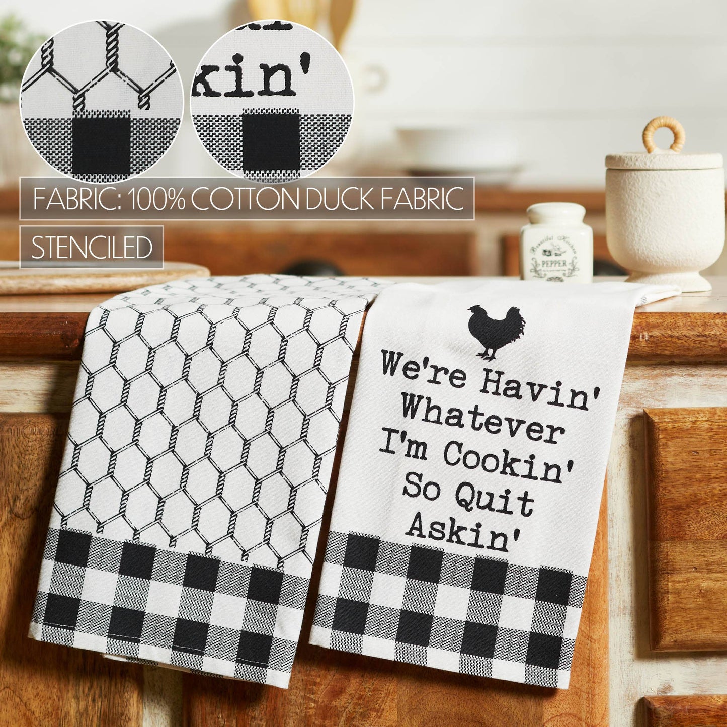 VHC Brands - Down Home Whatever I'm Cookin Tea Towel Set of 2 19x28