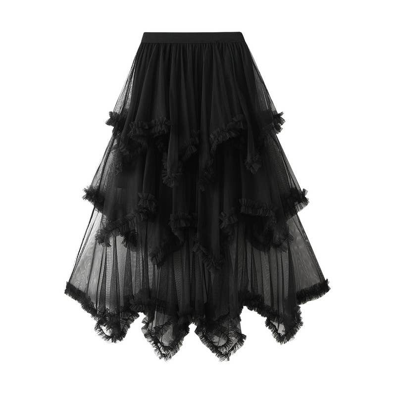Miss Sparkling - Layered Mesh High Waist Skirt