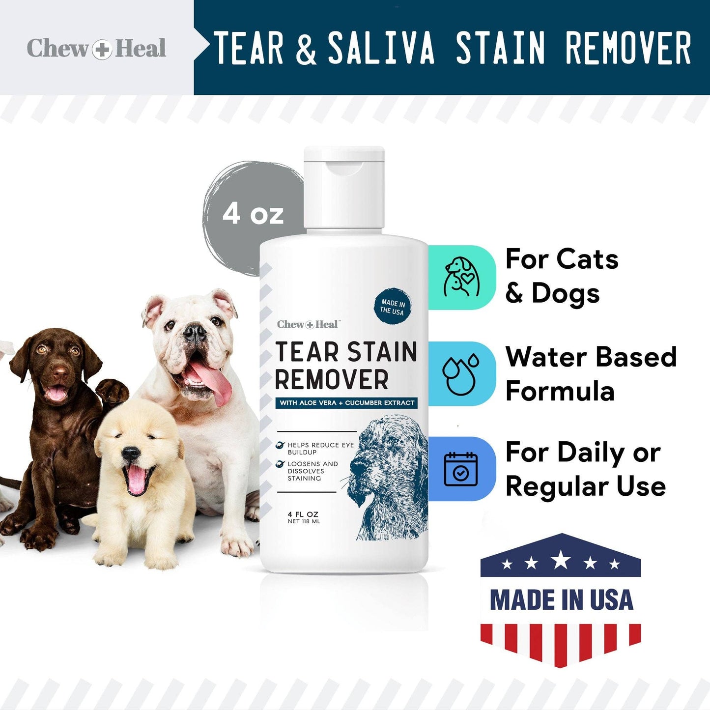 Chew + Heal - Tear Stain Remover for Dogs & Cats| Chew + Heal