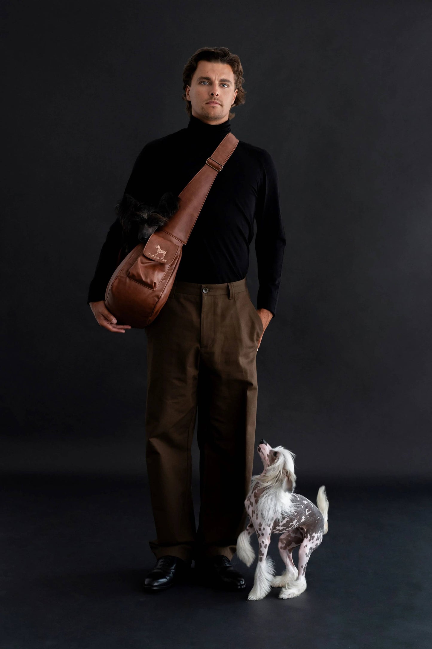 NOAH AND PAW LLC - Vegan Leather Pet sling Carrier, Ruffle Style