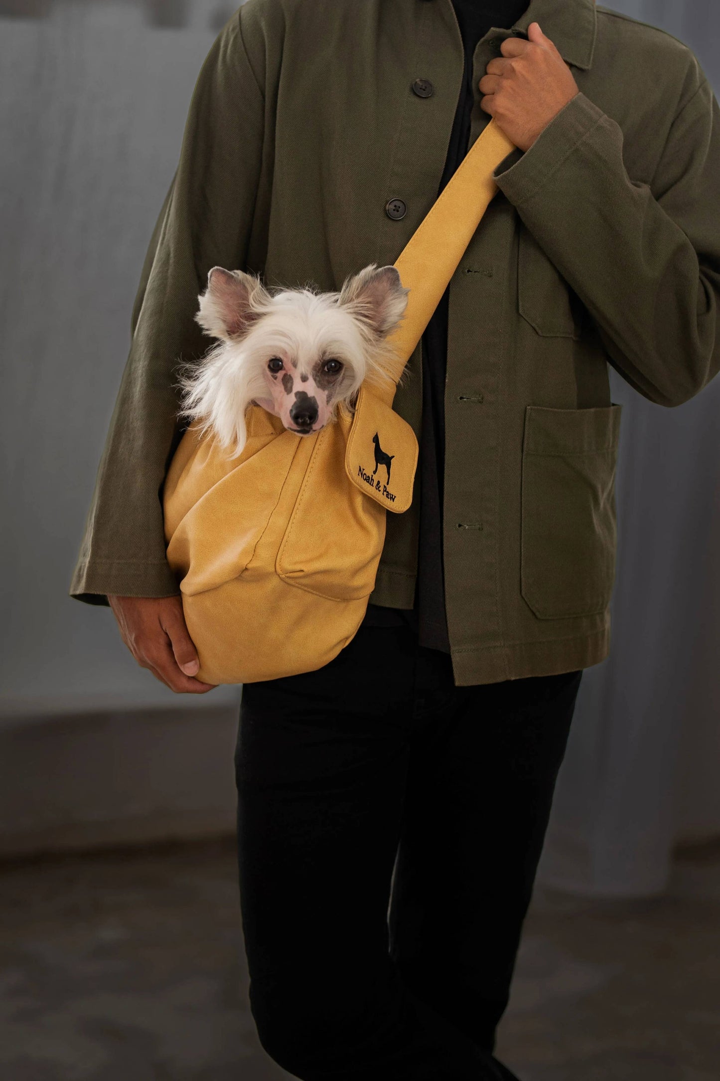 NOAH AND PAW LLC - Vegan Leather Pet sling Carrier, Ruffle Style