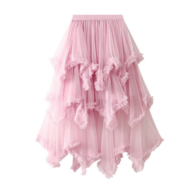 Miss Sparkling - Layered Mesh High Waist Skirt
