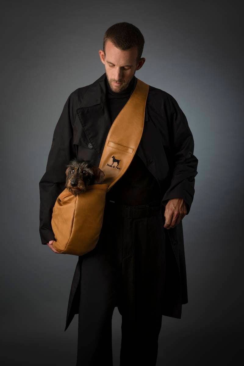 NOAH AND PAW LLC - Dog Sling Carrier Camel Leather - Zipper