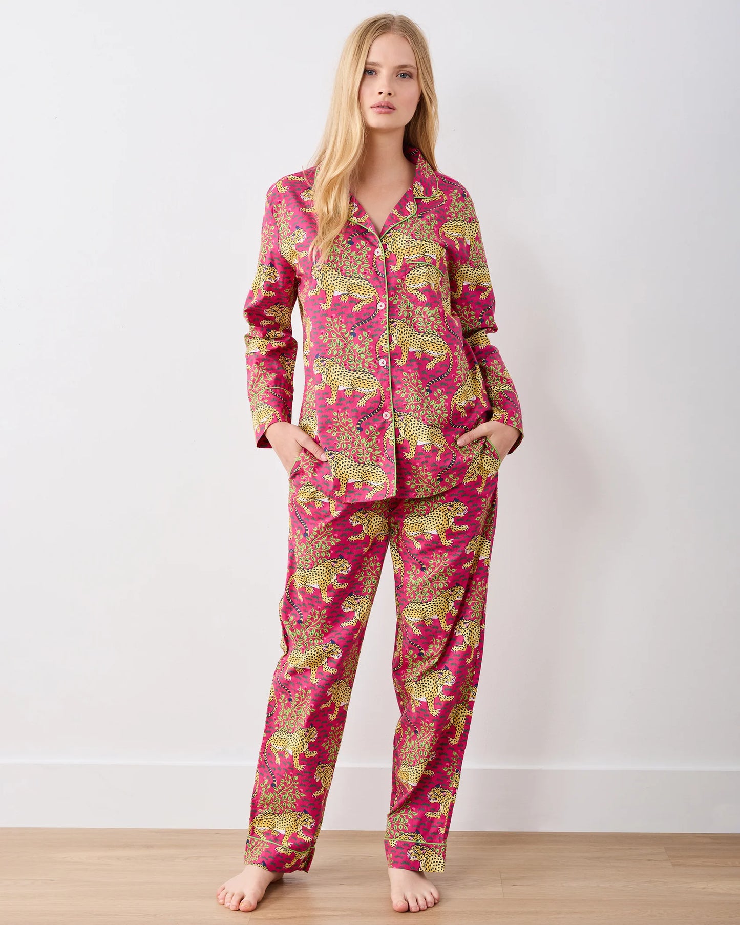 Print Fresh Eco Satin Chelsea Long Set (Hot Pink)