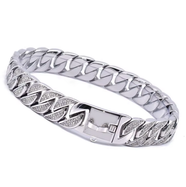 Stainless steel chunky dog chain 18k plated cuban diamond pet collar