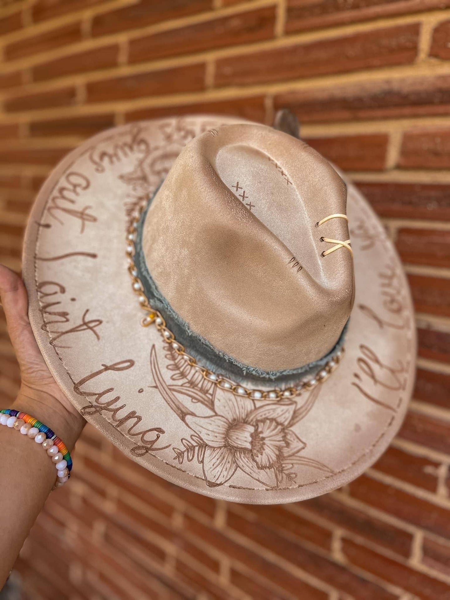 River Valley Co. - Tyler Childers Song and flowers ivory wide brim fedora hat