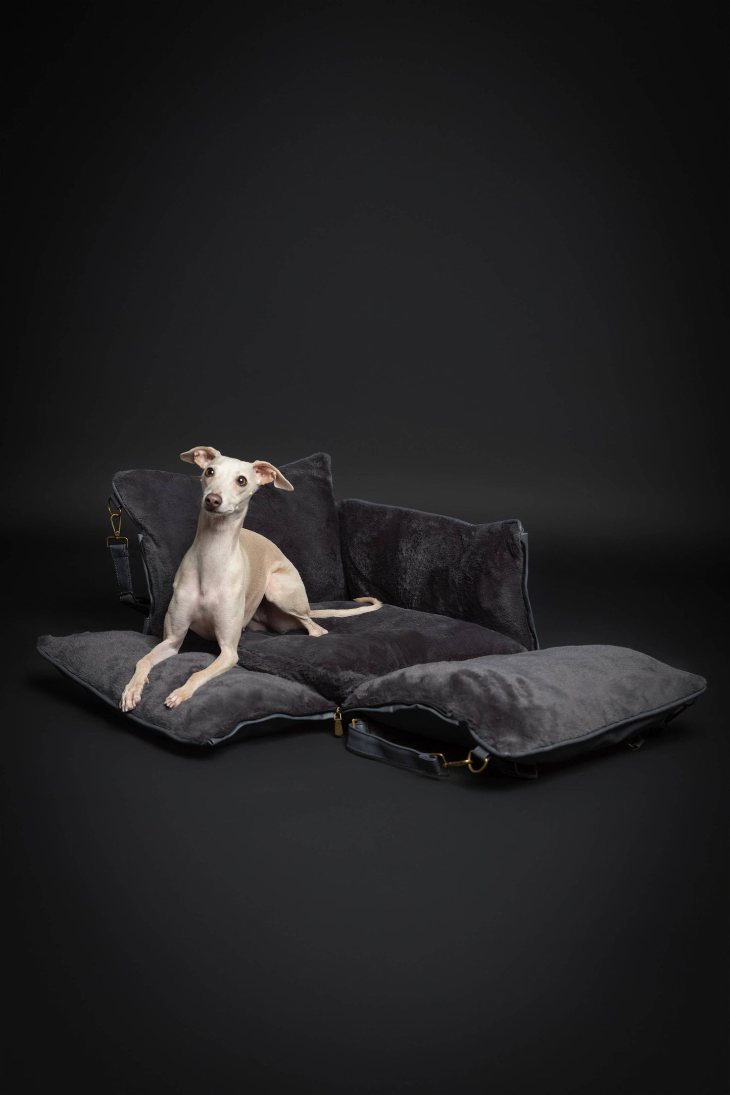NOAH AND PAW LLC - Dog Car Seat Carrier Orthopedic Crushed Foam, Black, Vegan Leather
