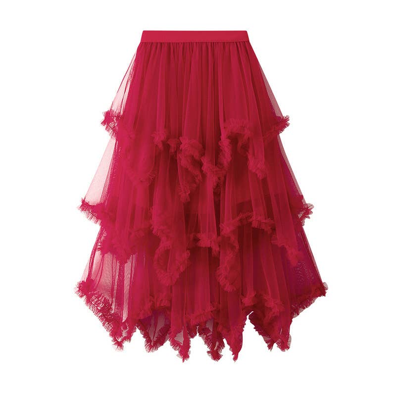 Miss Sparkling - Layered Mesh High Waist Skirt