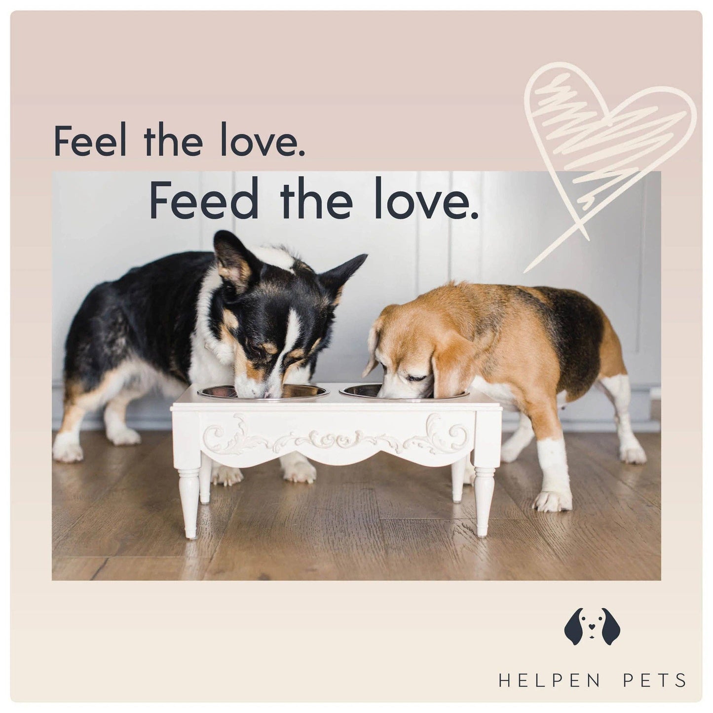 Helpen Pets - Scrollie Dog or Cat Elevated Pet Feeder