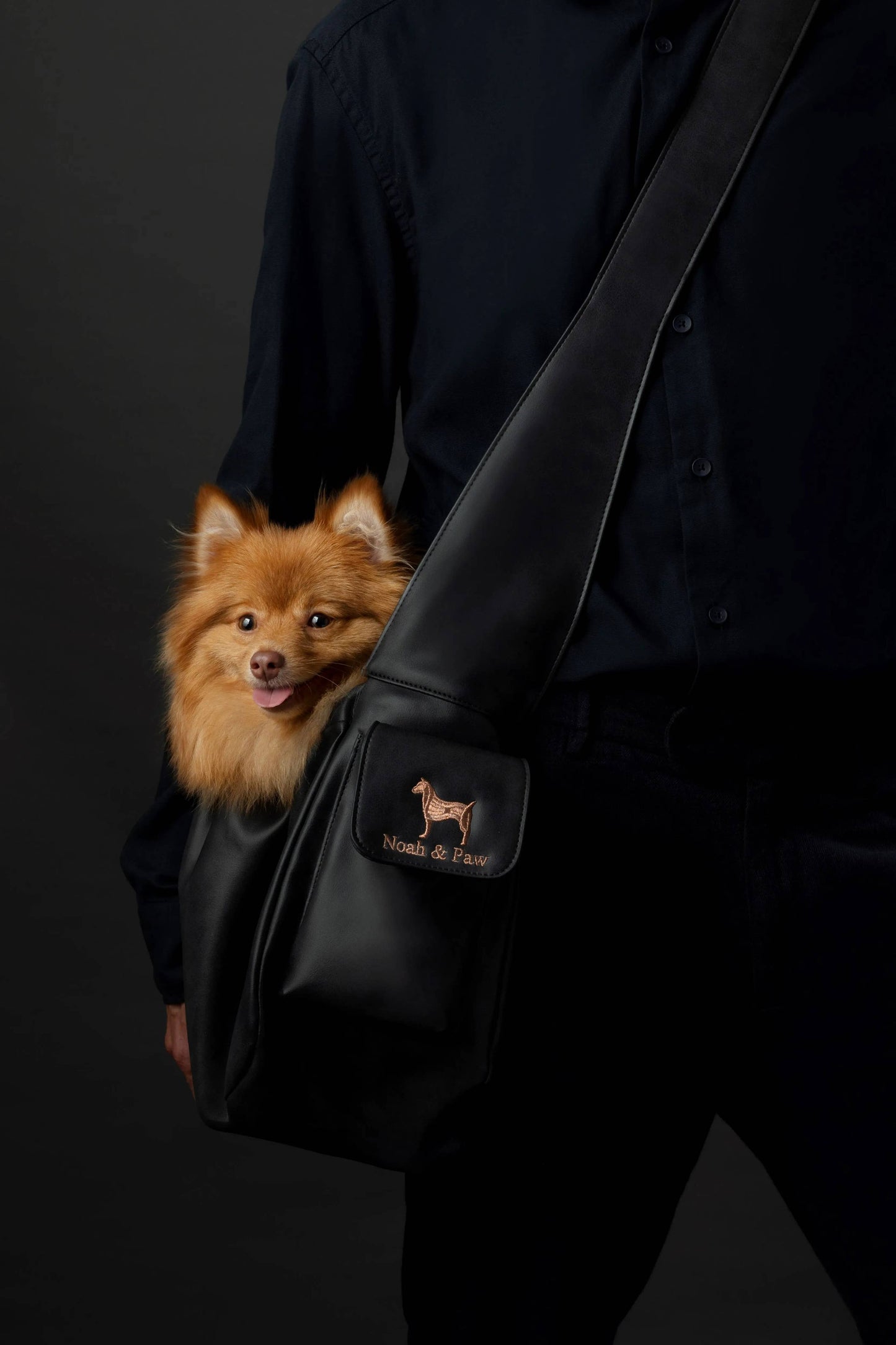 NOAH AND PAW LLC - Vegan Leather Pet sling Carrier, Ruffle Style