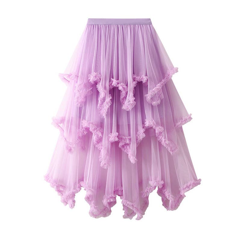 Miss Sparkling - Layered Mesh High Waist Skirt