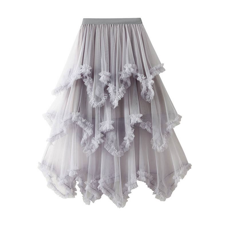 Miss Sparkling - Layered Mesh High Waist Skirt
