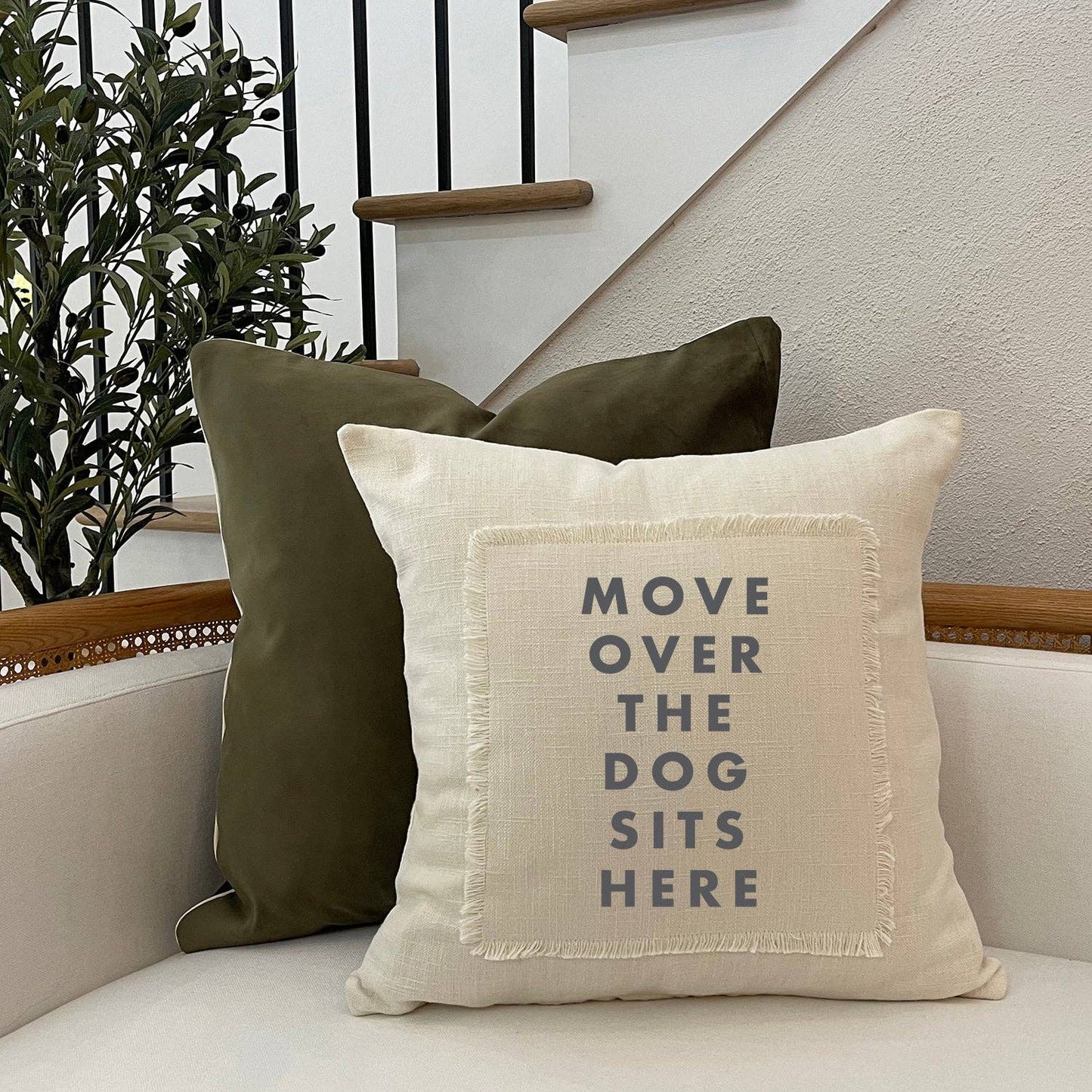 Second Nature by Hand - Move over the dog sits here Pillow Cover