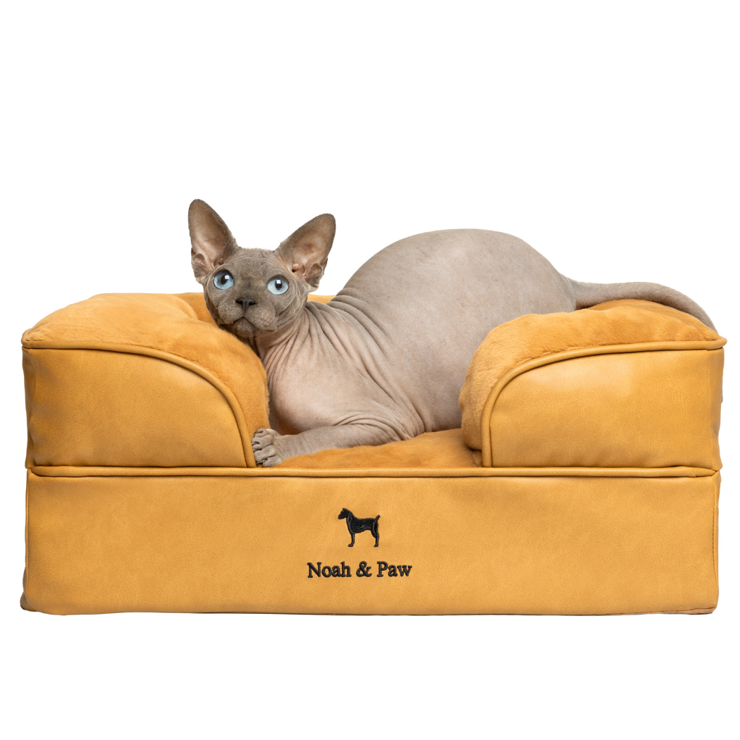 NOAH AND PAW LLC - Faux Leather, Orthopedic Pet Bed, Eggshell Memory Foam, Infused with Cooling Gel, Sofa Style