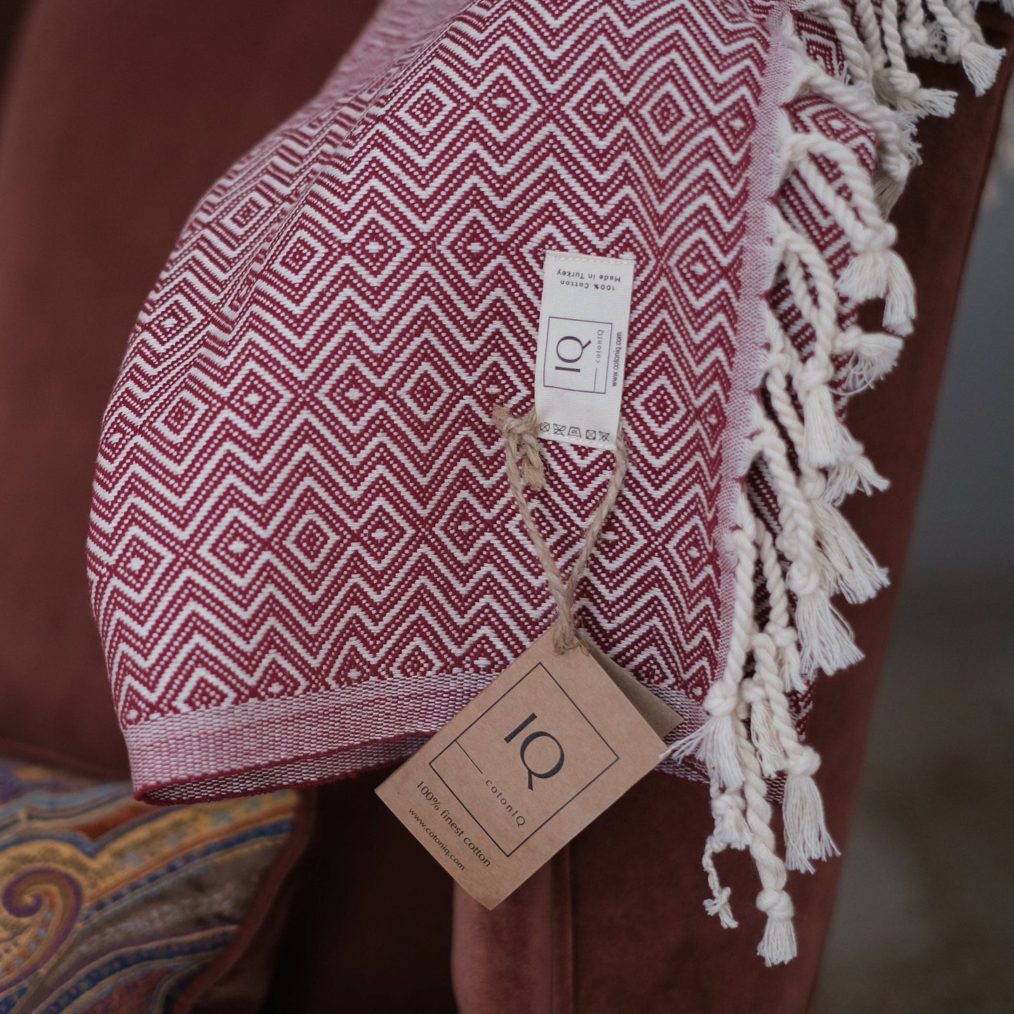 cotonIQ - Hammam towel | sauna towel | beach towel |Peru|bordeaux|180x100cm