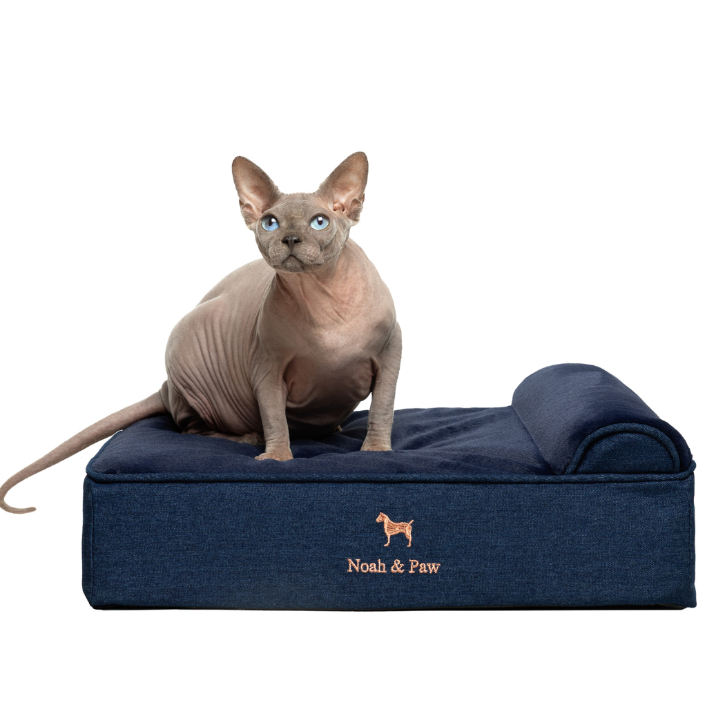 NOAH AND PAW LLC - Denim Orthopedic Pet Bed, Memory Foam, Infused with Cooling Gel - Classic