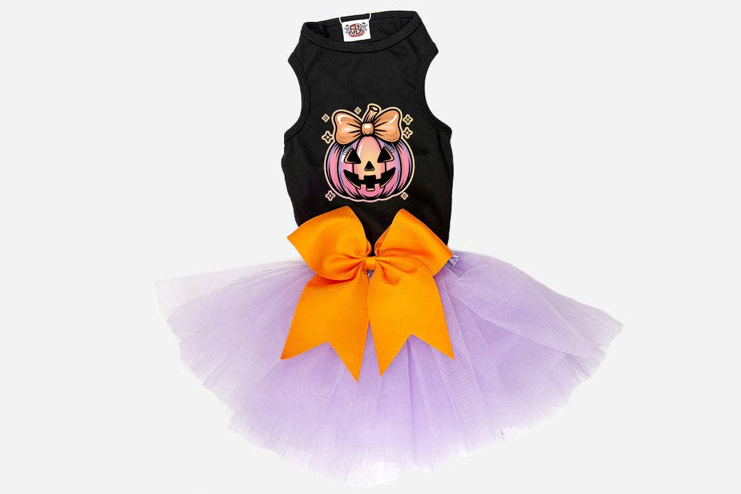 House of FurBaby - Halloween Dog  Costume | Coquette Pumpkin Tee + Tutu