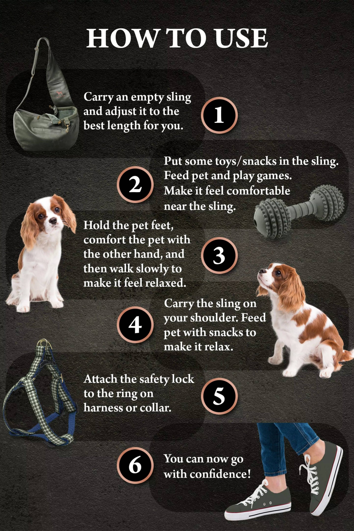 NOAH AND PAW LLC - Vegan Leather Pet sling Carrier 3x Safety