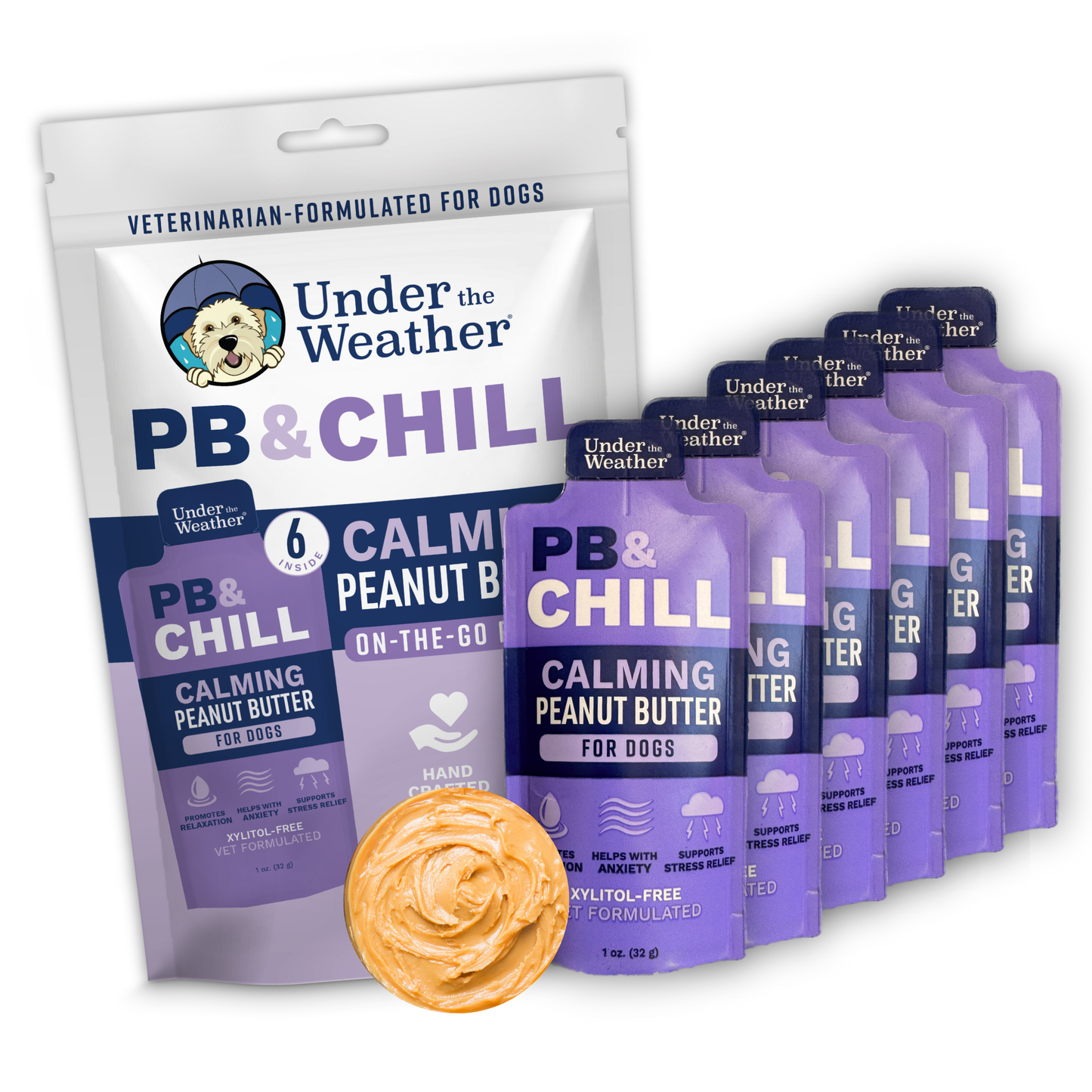 Under the Weather Pet - PB&Chill Calming Peanut Butter Packets For Dogs Single Severing 1 oz