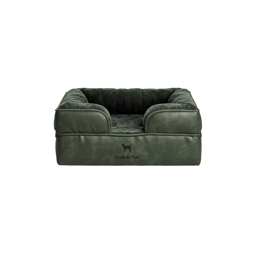 NOAH AND PAW LLC - Faux Leather, Orthopedic Pet Bed, Eggshell Memory Foam, Infused with Cooling Gel, Sofa Style