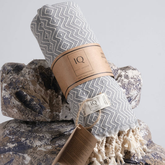 cotonIQ - Hammam towel | sauna towel | beach towel | Peru | grey | 180x100cm