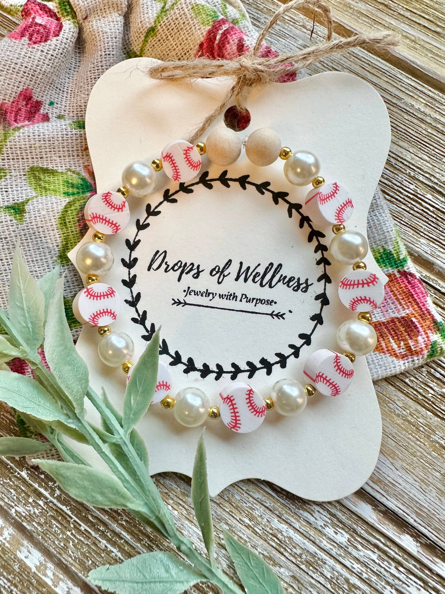 Drops of Wellness Goods - Beaded Stone Bracelet, Diffuser Jewelry, The Baseball Babe