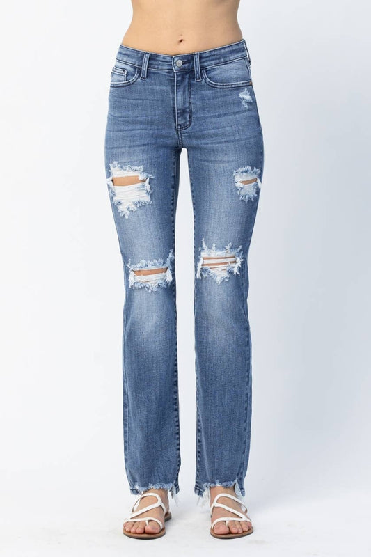 Judy Blue Jeans - Distressed Mid Rise Straight