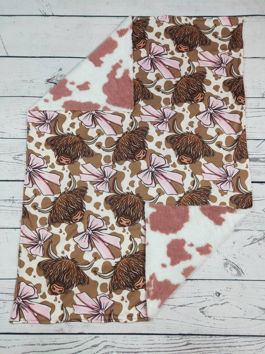 sassy kids palace - Cow Bow Printed Western Baby Blanket