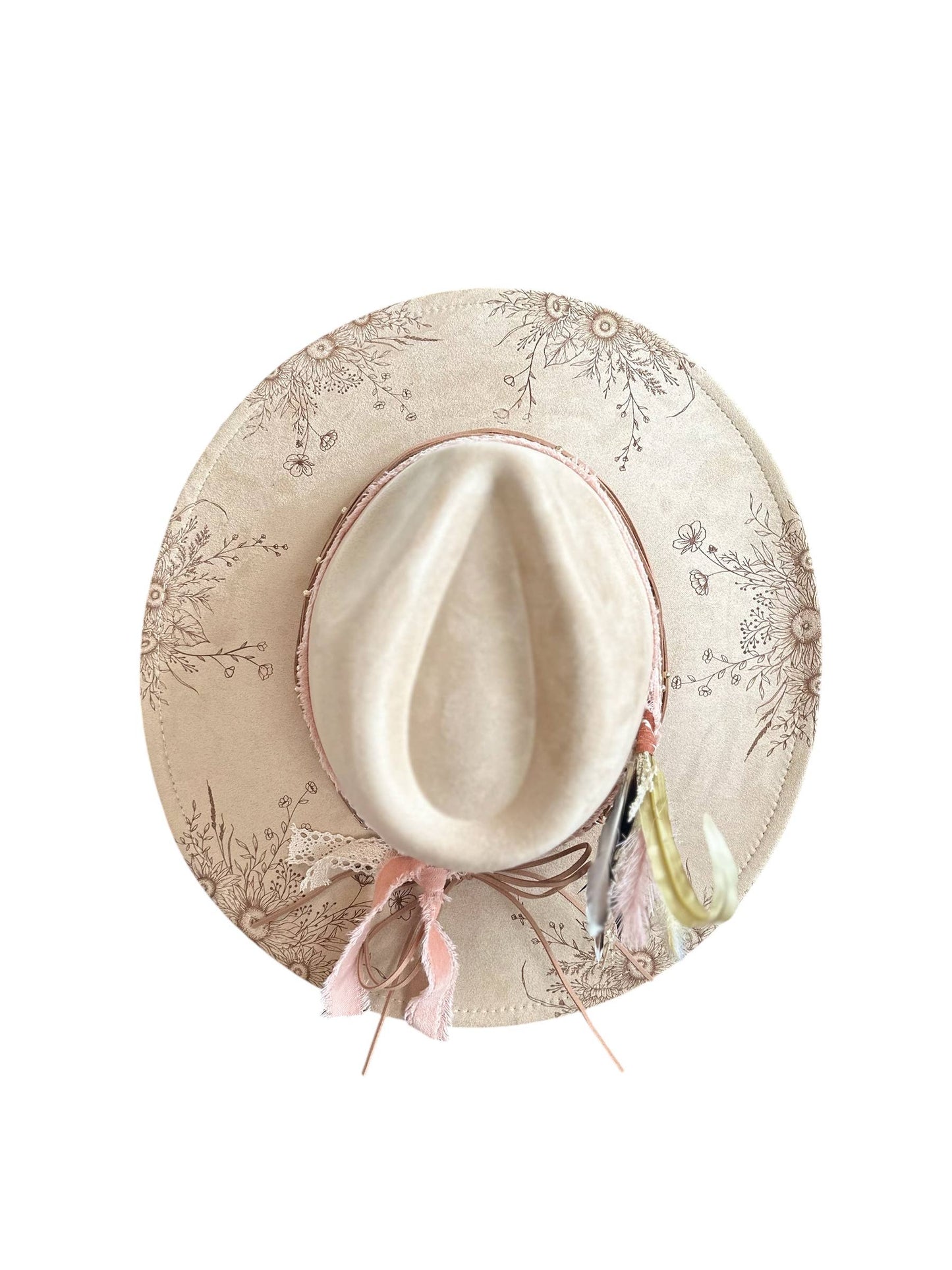 Wild Indigo - Suede Rancher Hat, Cowboy Hat | Sunflower Floral Brim
