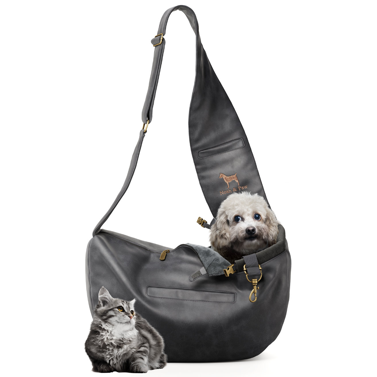NOAH AND PAW LLC - Vegan Leather Pet sling Carrier 3x Safety