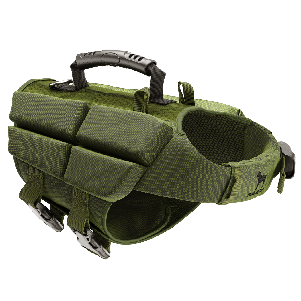 NOAH AND PAW LLC - Human Standards Dog Lifejacket Design with 4x Foam Support for Max Floating - Green