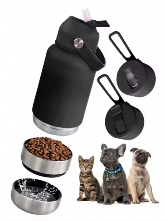OKKPETS Portable Water Bottle Pet Feeder 3 in 1 Dog