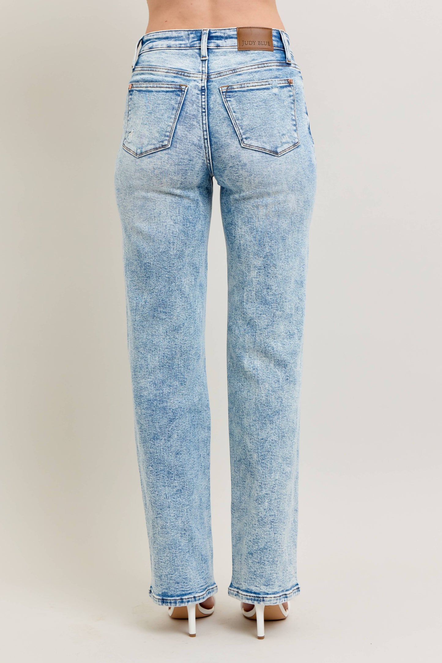 Mineral Wash High Waisted Distressed 90's Straight Jeans
