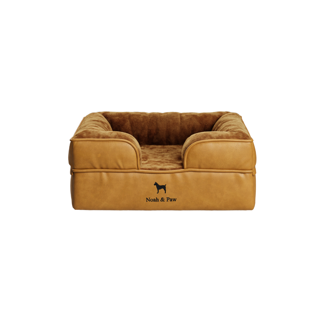 NOAH AND PAW LLC - Faux Leather, Orthopedic Pet Bed, Eggshell Memory Foam, Infused with Cooling Gel, Sofa Style