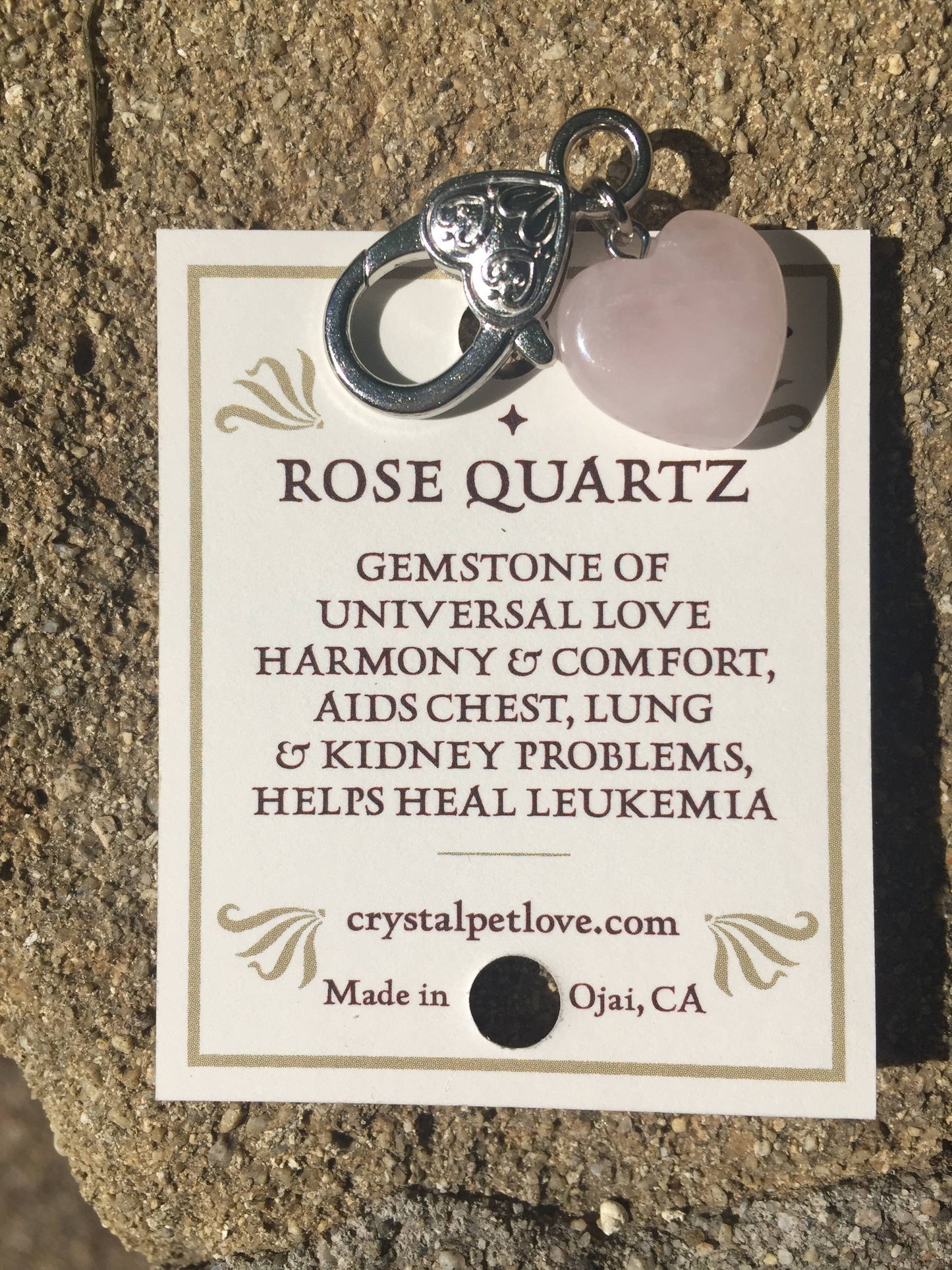 Crystal Pet Love - Harmony Rose Quartz Healing Pet Pendant