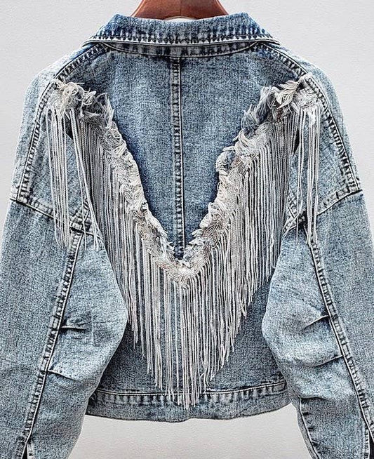 Miss Sparkling - Fringed Denim Jacket