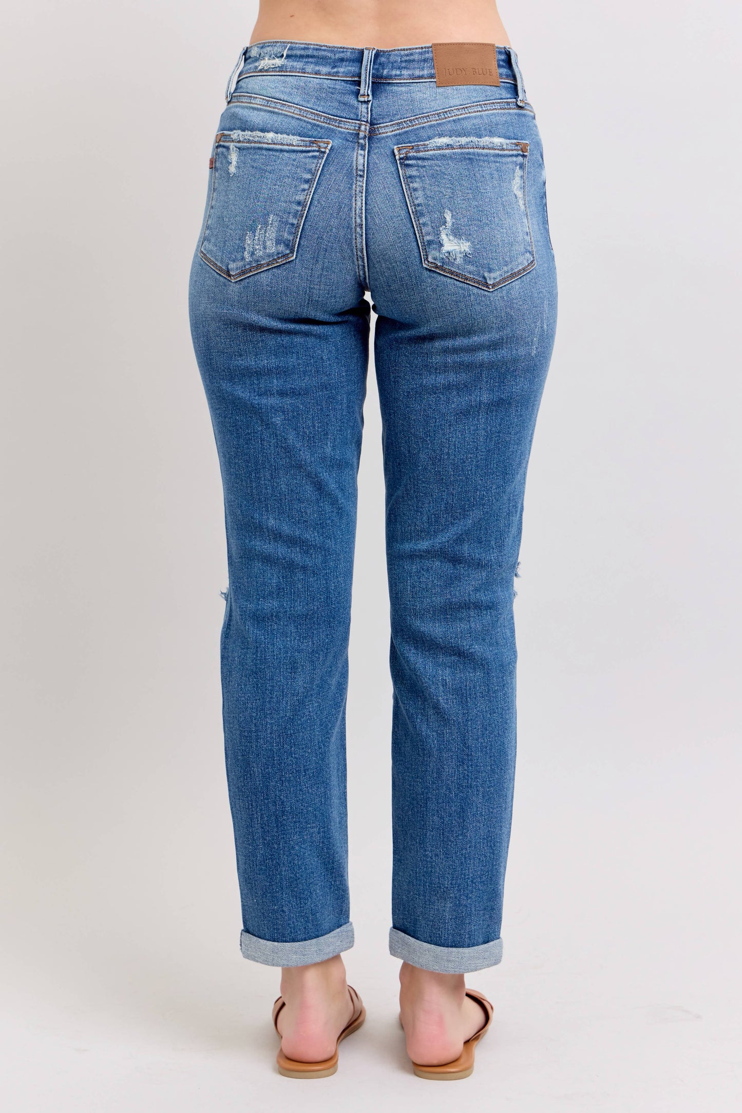 Judy Blue Jeans - Mid Rise Vintage Wash Boyfriend Fit W/ Distressed