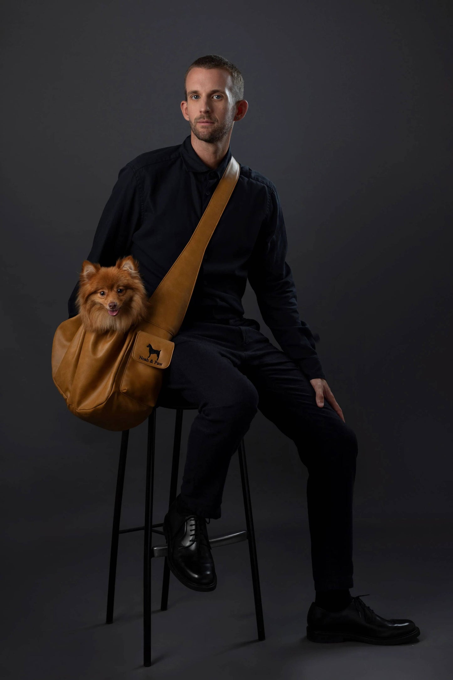 NOAH AND PAW LLC - Vegan Leather Pet sling Carrier, Ruffle Style