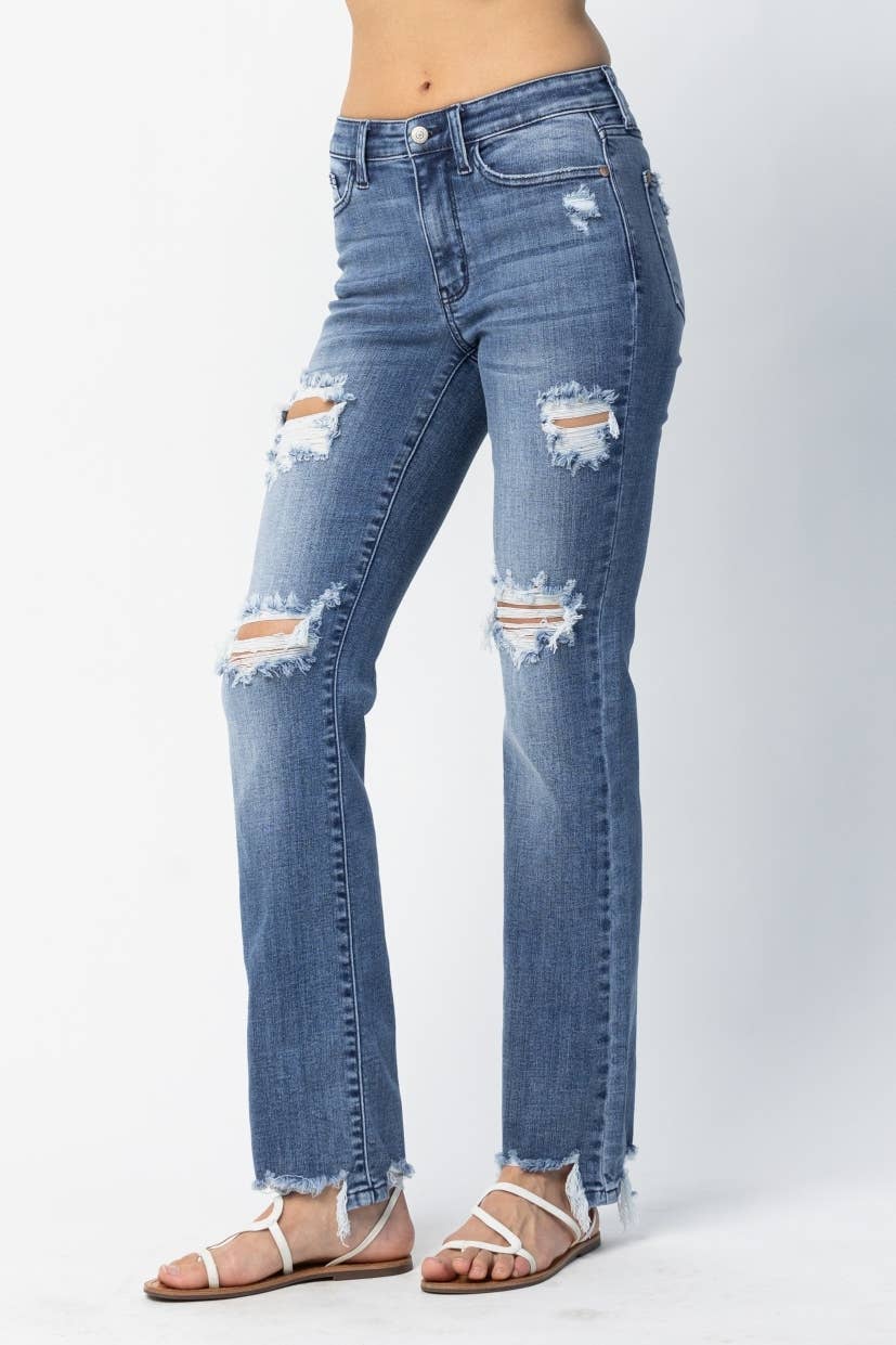 Judy Blue Jeans - Distressed Mid Rise Straight