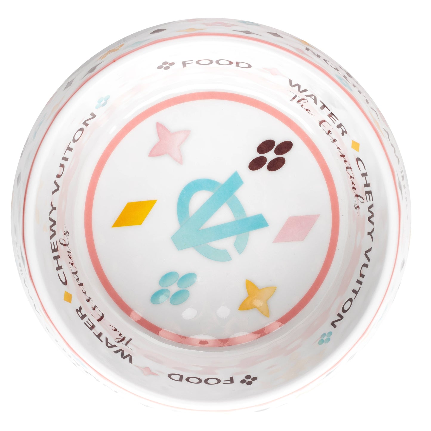 Haute Diggity Dog - White Chewy Vuiton Dog Bowl - 3 Sizes!! Dog Food Bowl