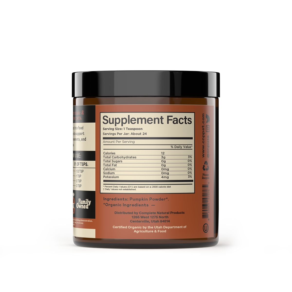 Complete Natural Products - Organic Pumpkin Powder for Dogs & Cats