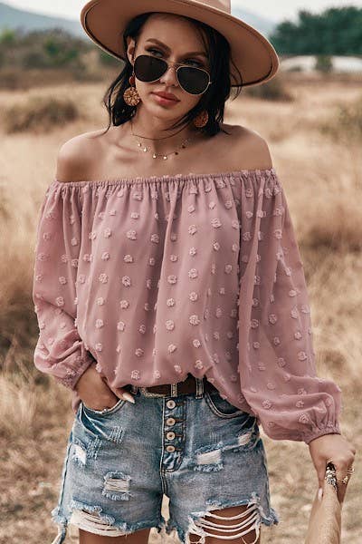 Miss Sparkling - Off shoulder dotted top