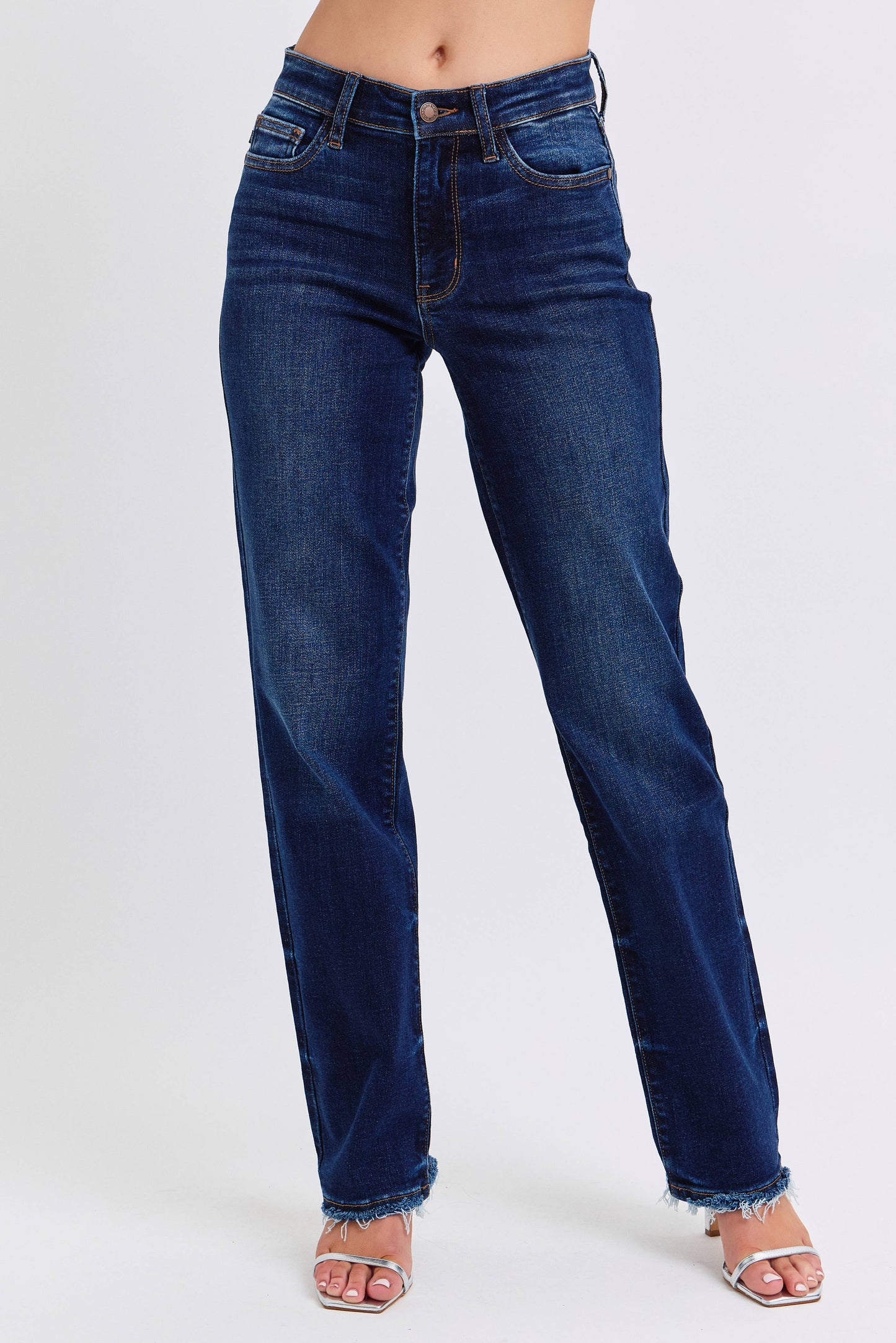 Judy Blue Jeans - Mid Rise Straight Leg with Fray Hem