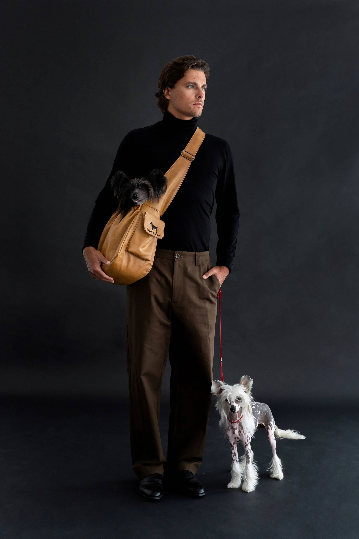 NOAH AND PAW LLC - Vegan Leather Pet sling Carrier, Ruffle Style